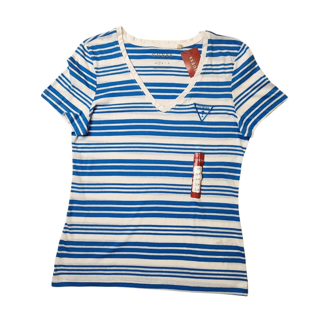 GUESS Los Angeles Womens Short Sleeve T-Shirt Small White,Blue‎ NEW